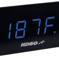 Koso Super Slim Touch Screen Volt & Temp Gauge Red Display - Blue - Snowmobile Collection