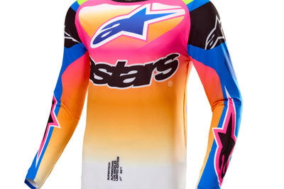 Alpinestars Supertech Le Coast Jersey Wht/dk Blu/pnk Fluo Xl - White/Dark Blue/Pink Fluorescent / Medium