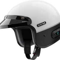 SENA Surge Open Face Helmet W/Mesh Glossy White/Matte Black Lg - Helmets