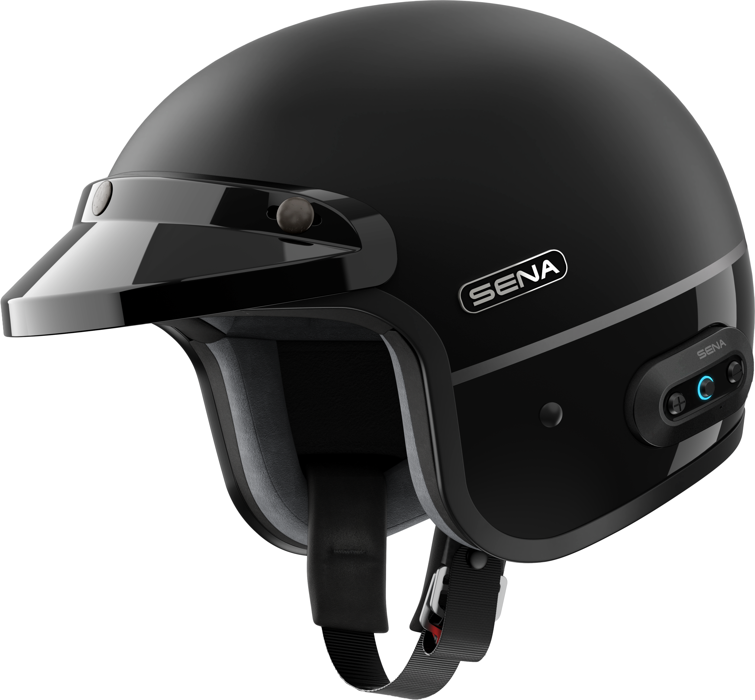 SENA Surge Open Face Helmet W/Mesh Matte Black/Glossy Black 2x