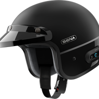 SENA Surge Open Face Helmet W/Mesh Matte Black/Glossy Black Sm