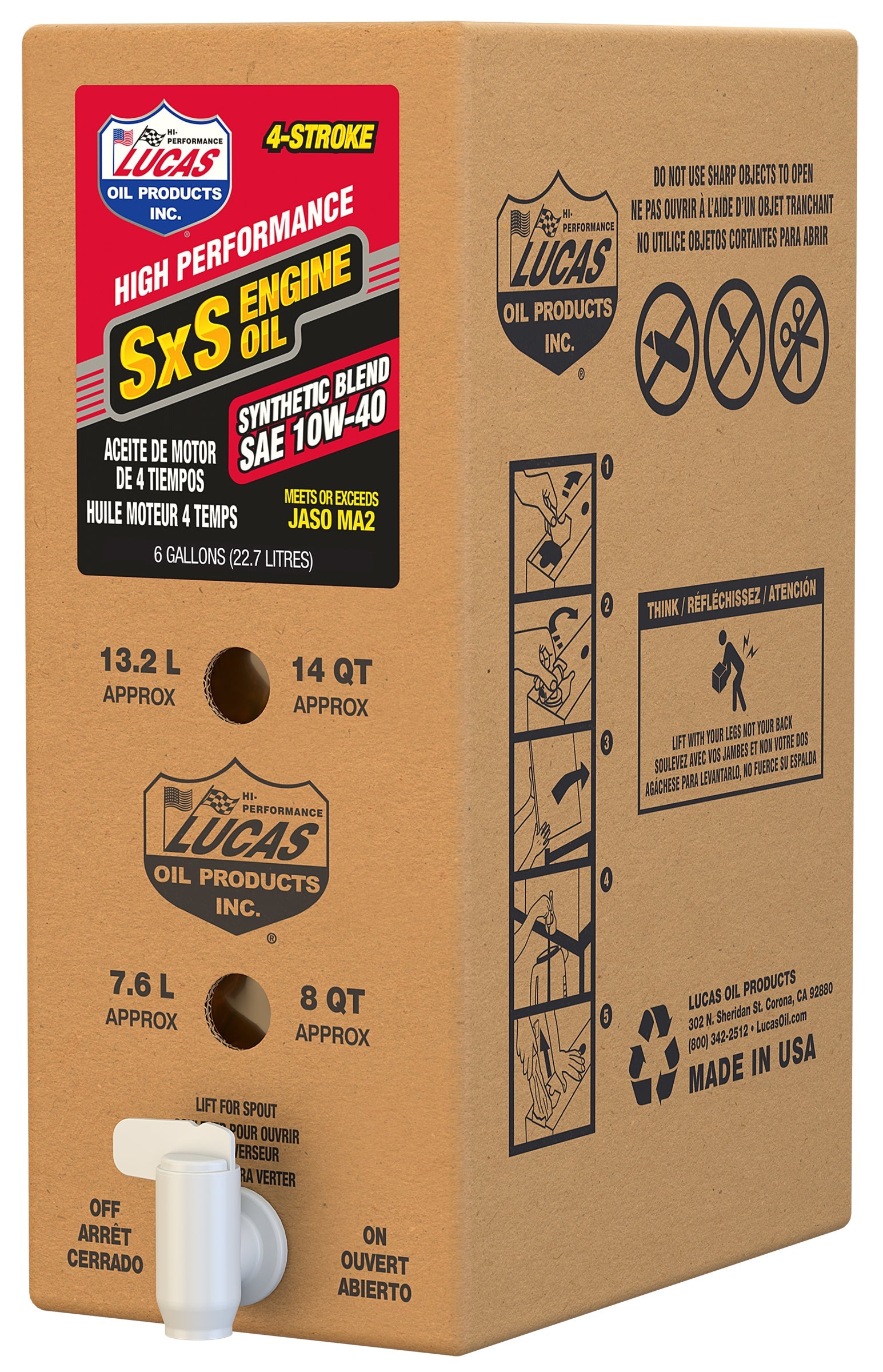 Lucas Sxs Semi Synthetic Engine Oil 10w40 6 Gal Bib - Tires & Wheels