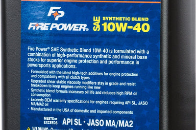 Fire Power Synthetic Blend 4-stroke Oil 10w-40 Qt 12/case - Watercraft Collection