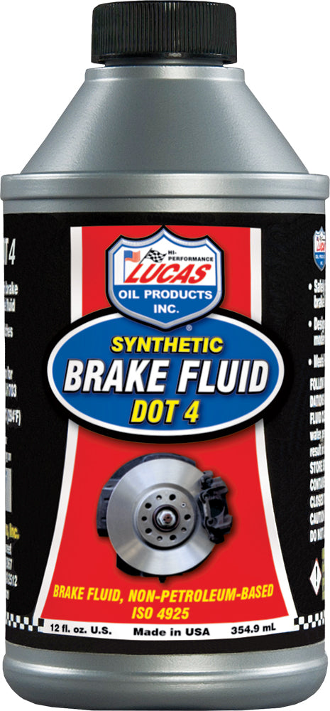 Lucas Synthetic Brake Fluid Dot 4 12oz - Harddrive Products