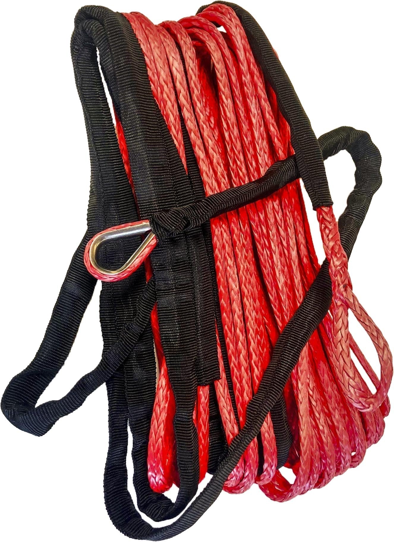Open Trail Synthetic Winch Rope 1/4’’ Diameter X 50 Ft. Black - Red - Atv Performance Products