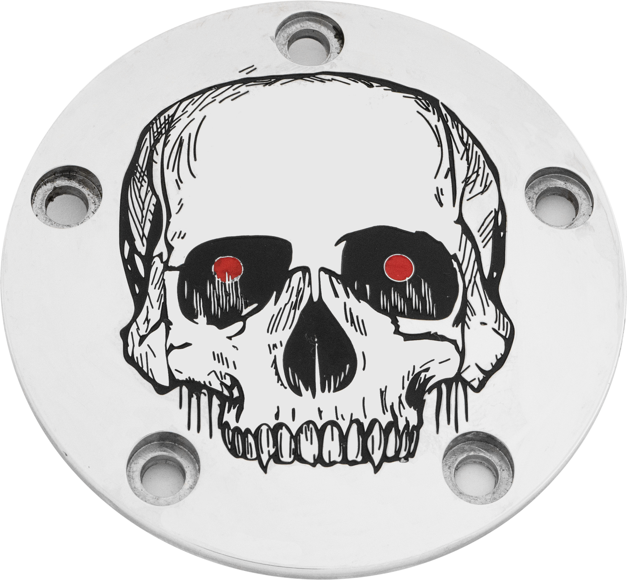 Custom Engraving Tc Timer Cover Skull Chrome - Harddrive Products