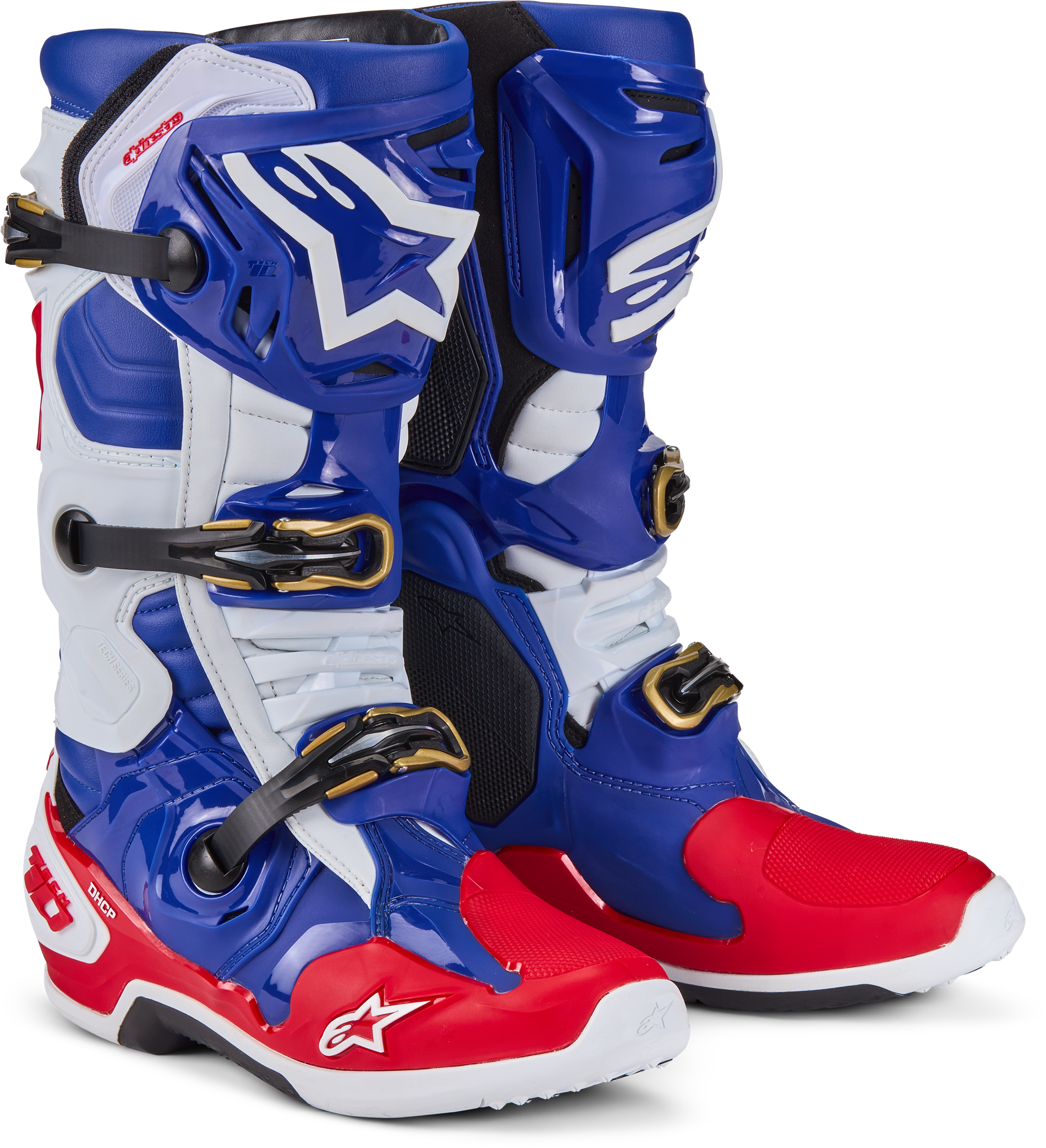 Alpinestars Tech 10 Le Boots Brt Red/dk Blue/wht Sz 12 - Bright Red/Dark Blue/White / US 08