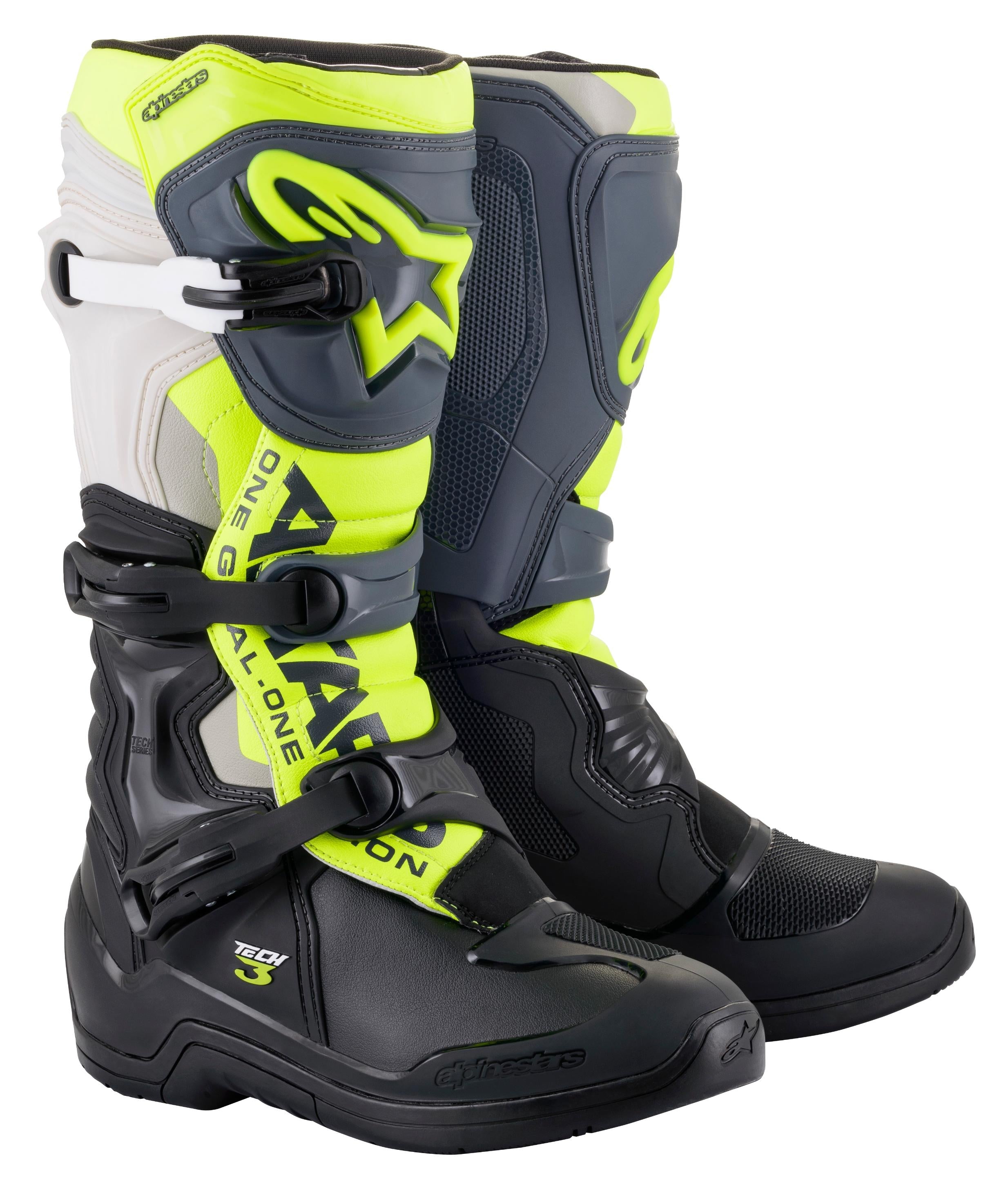 Alpinestars Tech 3 Boots Dk Grey/lt Grey/blk Sz 16 - Black/Cool Grey/Fluorescent Yellow / US 07 - Apparel Collection
