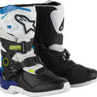 ALPINESTARS Tech 3s Kids Boots Wht/Blk/Enamel Blue Sz 10 - Footwear