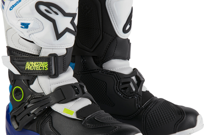 ALPINESTARS Tech 3s Kids Boots Wht/Blk/Enamel Blue Sz 10 - Footwear