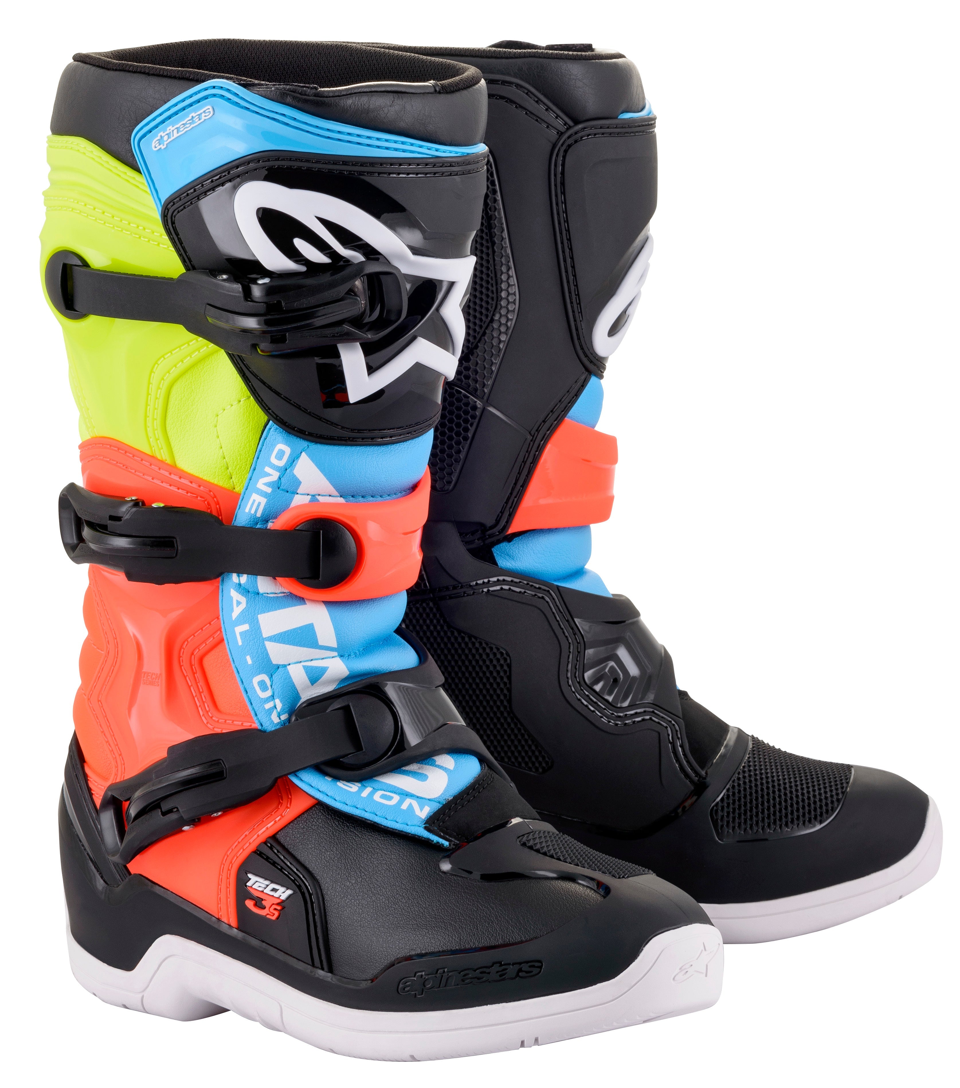 ALPINESTARS Tech 3s Youth Boots Blk/Ylw Fluo/Red Fluo Sz 04 - Footwear