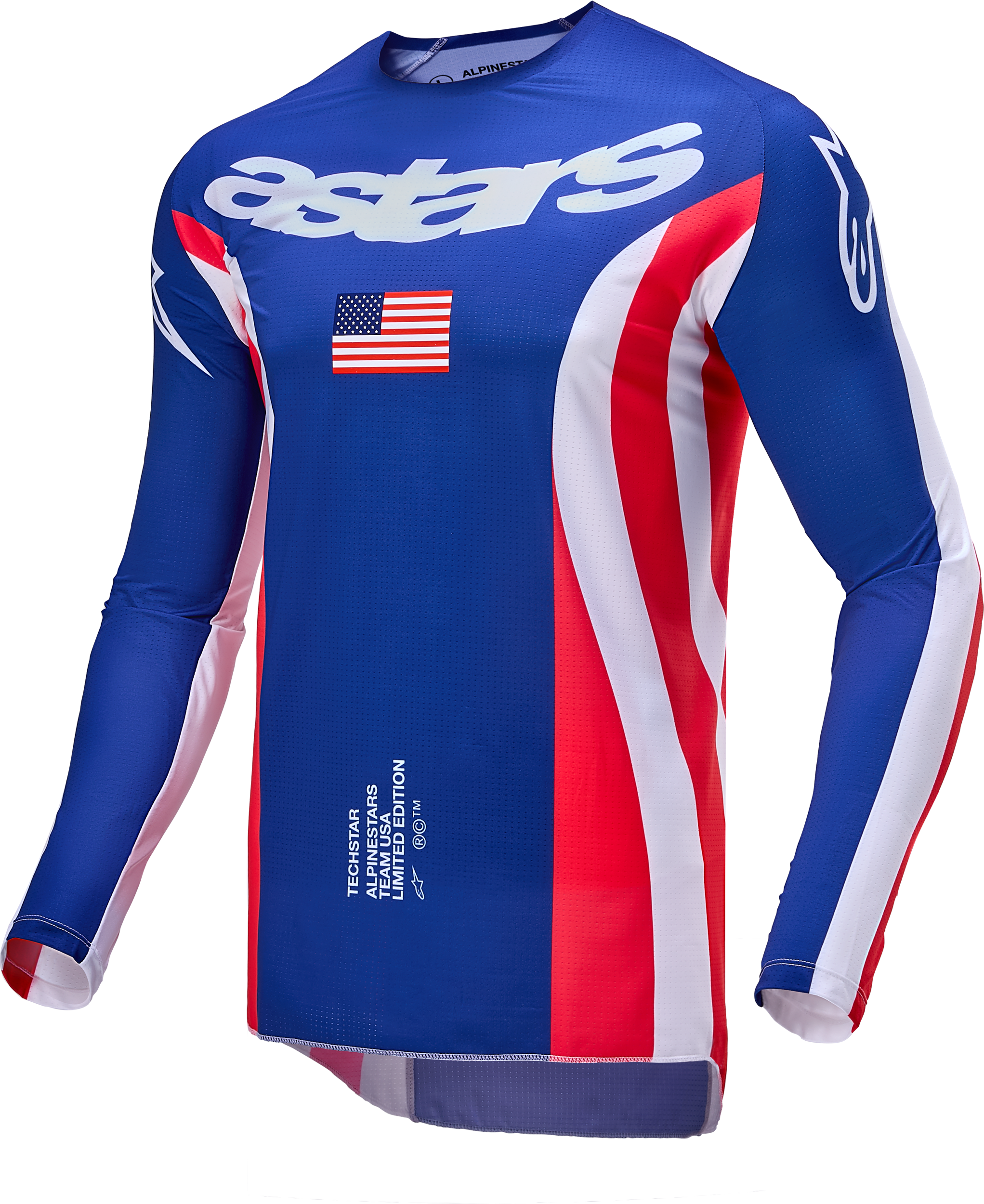 Alpinestars Techstar Union Le Jersey Brt Red/dk Blue/wht Xl - Bright Red/Dark Blue/White / 2X-Large