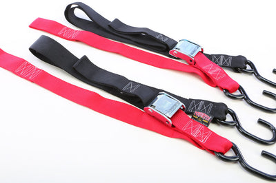 Powertye Tie-down Cam S-hook Soft-tye 1.5’’x6’ Black/orange Pair - Black/Red - Watercraft Collection