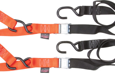 Powertye Tie-down Cam S-hook Soft-tye 1.5’’x6’ Black/orange Pair - Black/Orange - Watercraft Collection