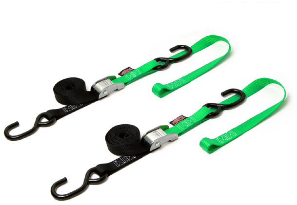 Powertye Tie-down Cam S-hook Soft-tye 1’’x6’ Black/blue Pair - Black/Green - Watercraft Collection