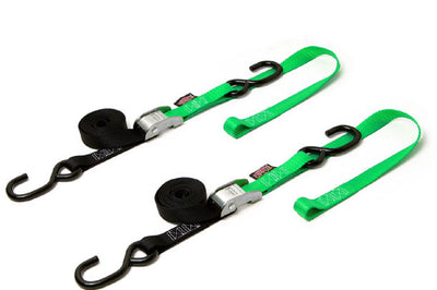 Powertye Tie-down Cam S-hook Soft-tye 1’’x6’ Black/blue Pair - Black/Green - Watercraft Collection
