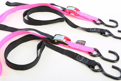 Powertye Tie-down Cam S-hook Soft-tye 1’’x6’ Black/blue Pair - Black/Pink - Watercraft Collection