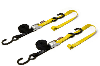 Powertye Tie-down Cam S-hook Soft-tye 1’’x6’ Black/blue Pair - Black/Yellow - Watercraft Collection