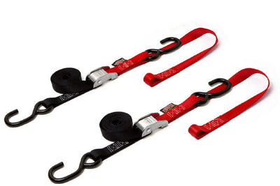 Powertye Tie-down Cam S-hook Soft-tye 1’’x6’ Black/blue Pair - Watercraft Collection