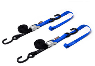 Powertye Tie-down Cam S-hook Soft-tye 1’’x6’ Black/blue Pair - Watercraft Collection