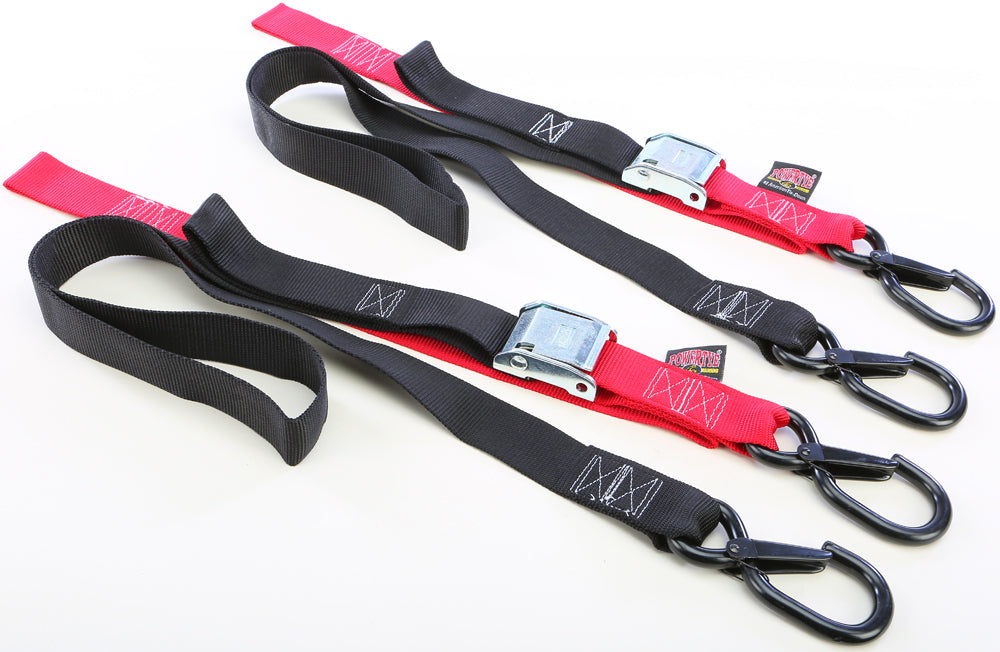 Powertye Tie-down Cam Sec Hook Soft-tye 1.5’’x6’ Black/orange Pair - Black/Red - Tires & Wheels