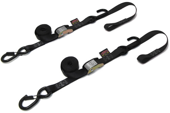 Powertye Tie-down Cam Sec Hook Soft-tye 1’’x6’ Black/black Pair - Watercraft Collection