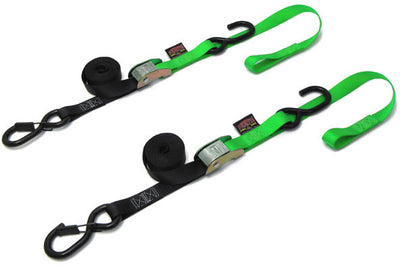 Powertye Tie-down Cam Sec Hook Soft-tye 1’’x6’ Black/orange Pair - Black/Green - Watercraft Collection