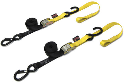 Powertye Tie-down Cam Sec Hook Soft-tye 1’’x6’ Black/orange Pair - Black/Yellow - Watercraft Collection