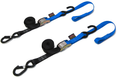 Powertye Tie-down Cam Sec Hook Soft-tye 1’’x6’ Black/orange Pair - Blue - Watercraft Collection