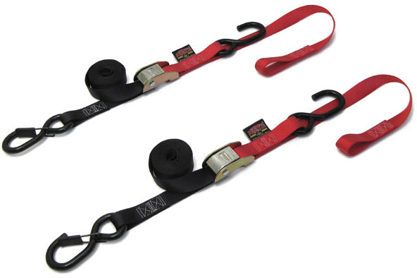 Powertye Tie-down Cam Sec Hook Soft-tye 1’’x6’ Black/orange Pair - Red - Watercraft Collection