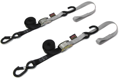 Powertye Tie-down Cam Sec Hook Soft-tye 1’’x6’ Black/orange Pair - Silver - Watercraft Collection