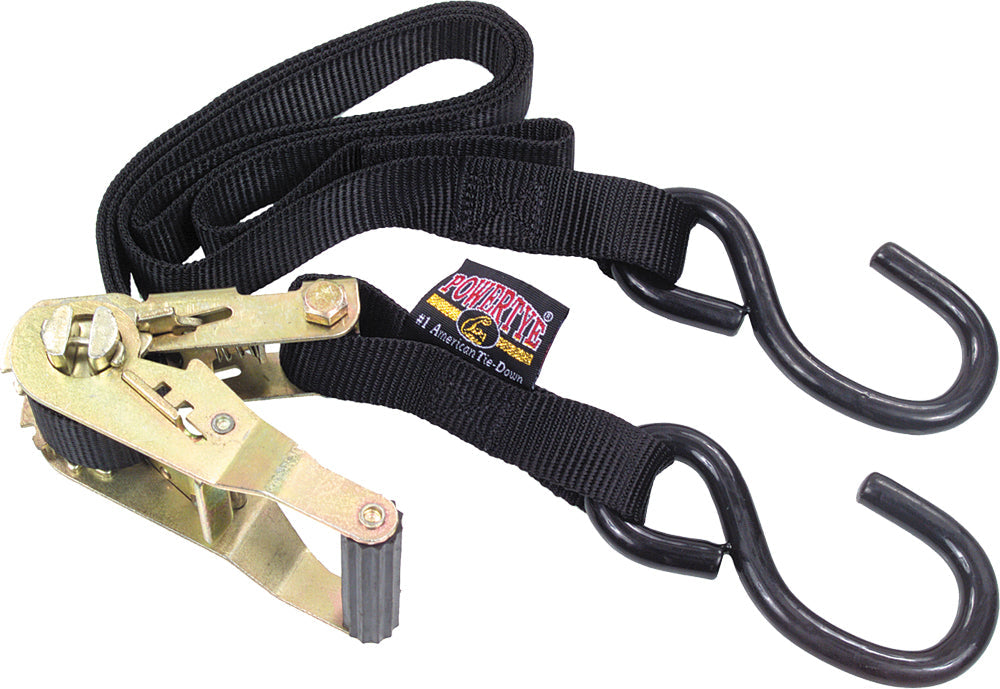 Powertye Tie-down Ratchet S-hook 1’’x6’ Black Pair - Watercraft Collection
