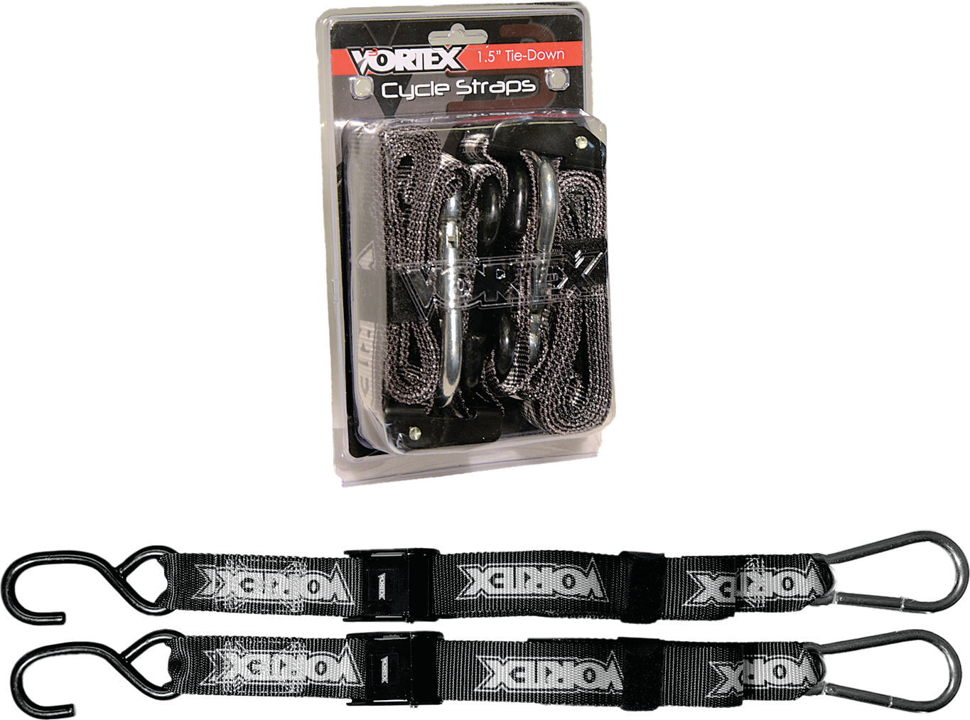 Vortex Tie Downs 1.5’’ 2/pk Blk - Harddrive Products