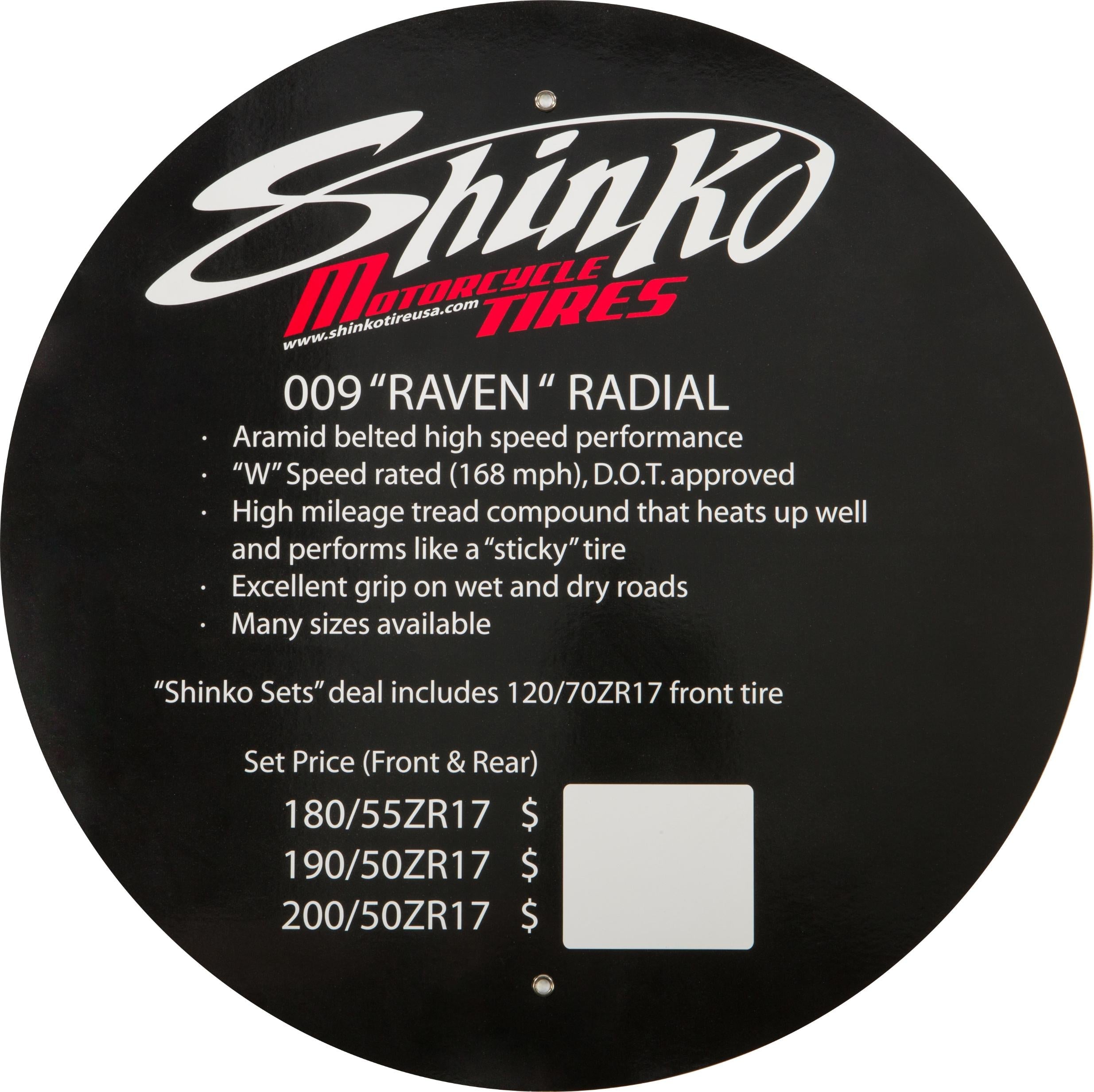 Shinko Tire Display Sign 009 Raven - Harddrive Products