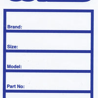WPS Tire Labels 50/Pk Stickers - Suspension