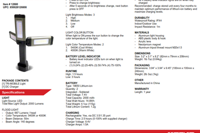 Stkr Tri-mobile Work Light 2000 Lumen - Watercraft Collection