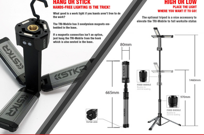 Stkr Tri-mobile Work Light W/tripod 2000 Lumen - Watercraft Collection