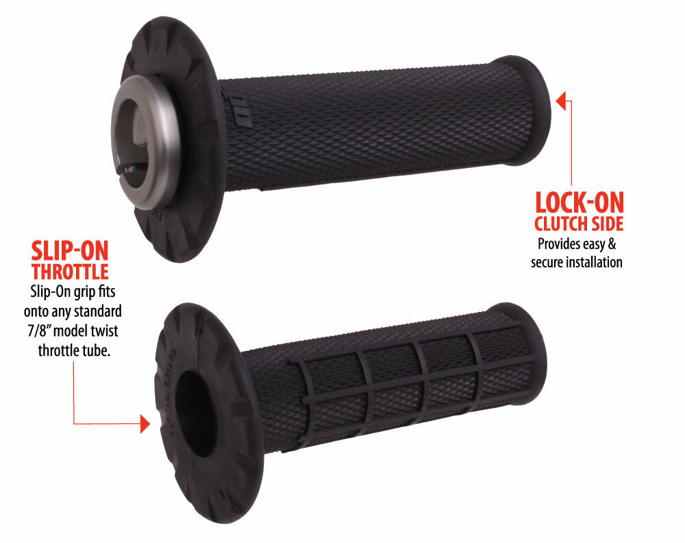 ODI Universal Lock On Grips Half Waffle Black/Silver