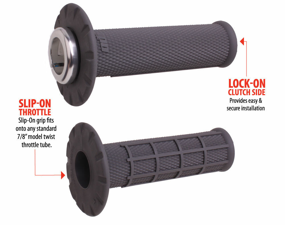 ODI Universal Lock On Grips Half Waffle Graphite/Silver