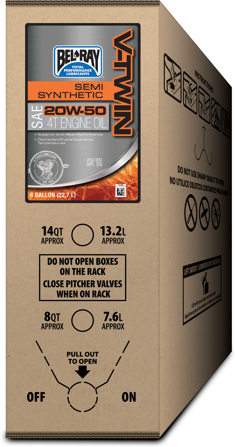 Bel-ray V-twin 4t Semi-syn Engine Oil 20w50 6 Gal Bib - Harddrive Products