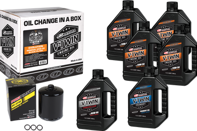 Maxima V-twin Oil Change Kit Mineral Evo Black Filter - Harddrive Products