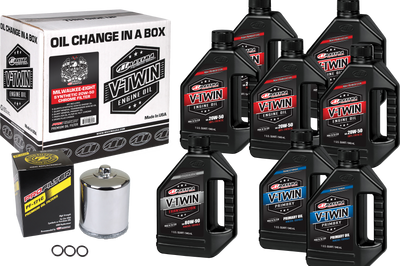 Maxima V-twin Oil Change Kit Syn M8 Chrome Filter - Harddrive Products