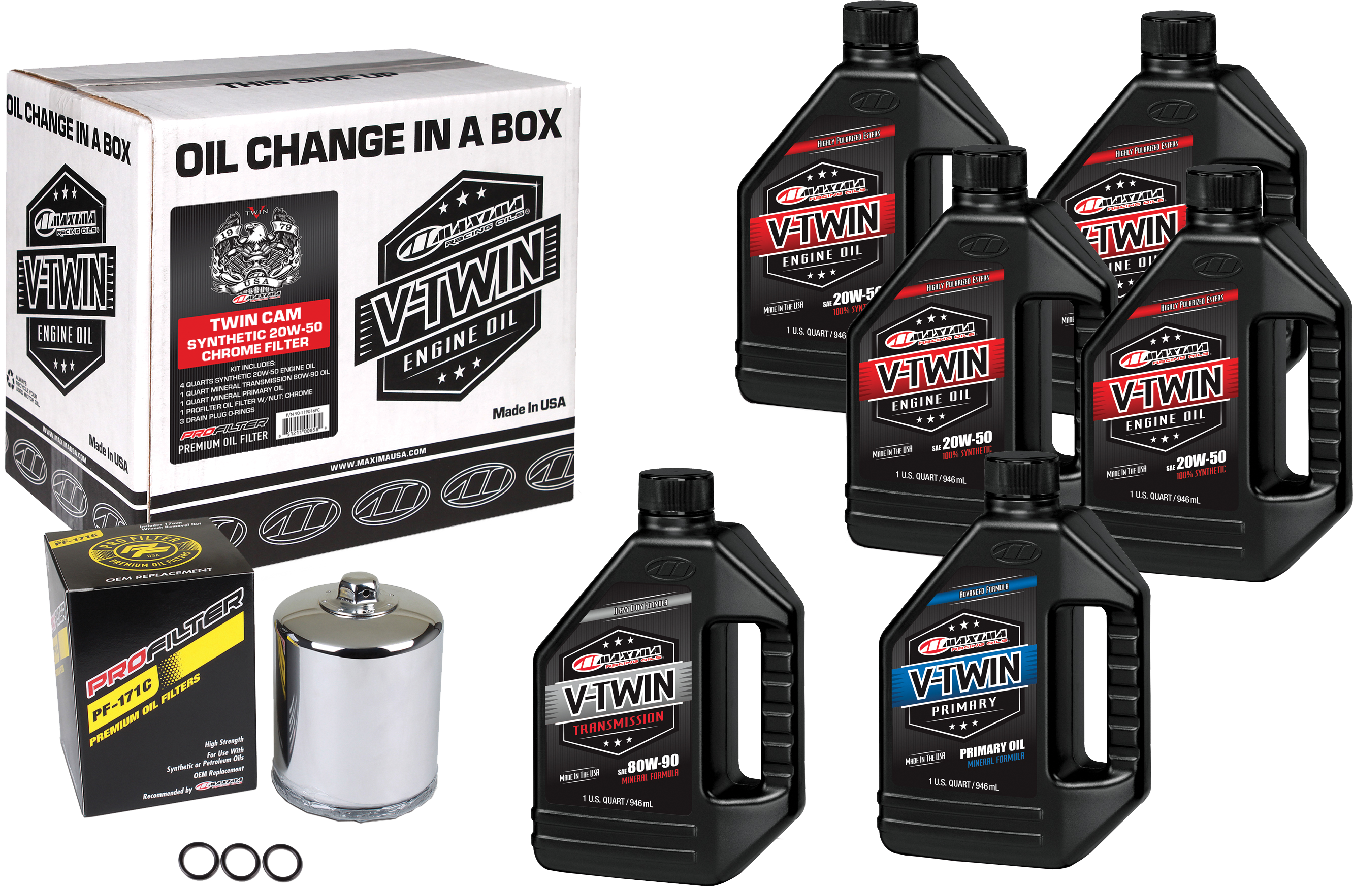 Maxima V-twin Oil Change Kit Syn Tc Chrome Filter - Harddrive Products