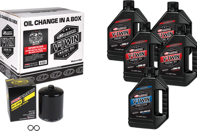 Maxima V-twin Oil Change Kit Syn Xl Black Filter - Harddrive Products