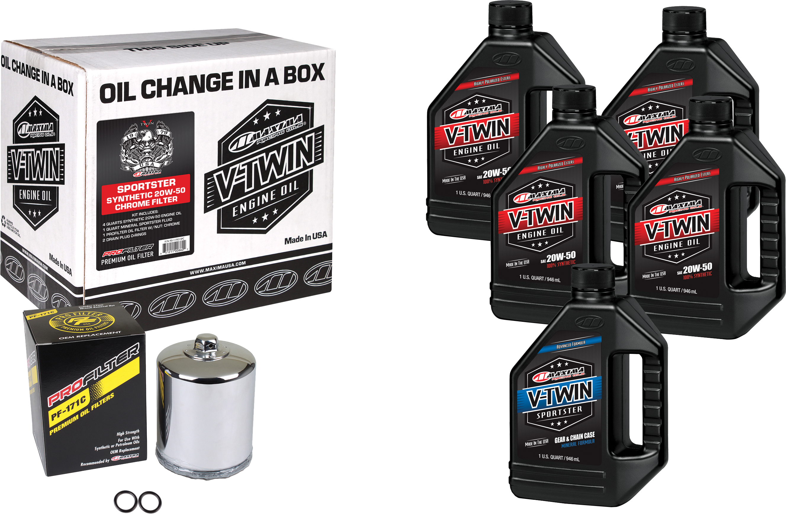 Maxima V-twin Oil Change Kit Syn Xl Chrome Filter - Harddrive Products