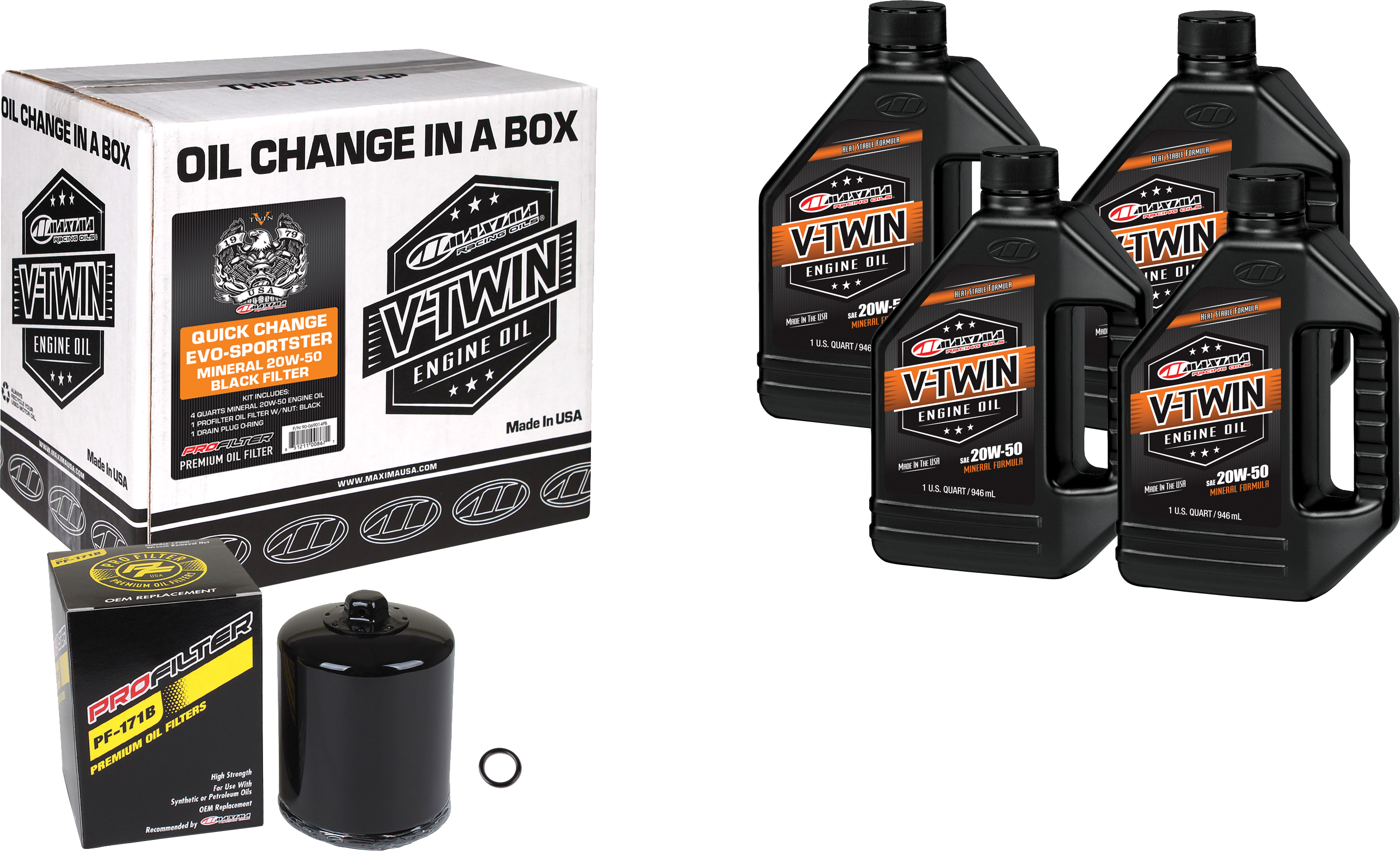 Maxima V-twin Quick Change Kit Evo Mineral Black Filter - Harddrive Products