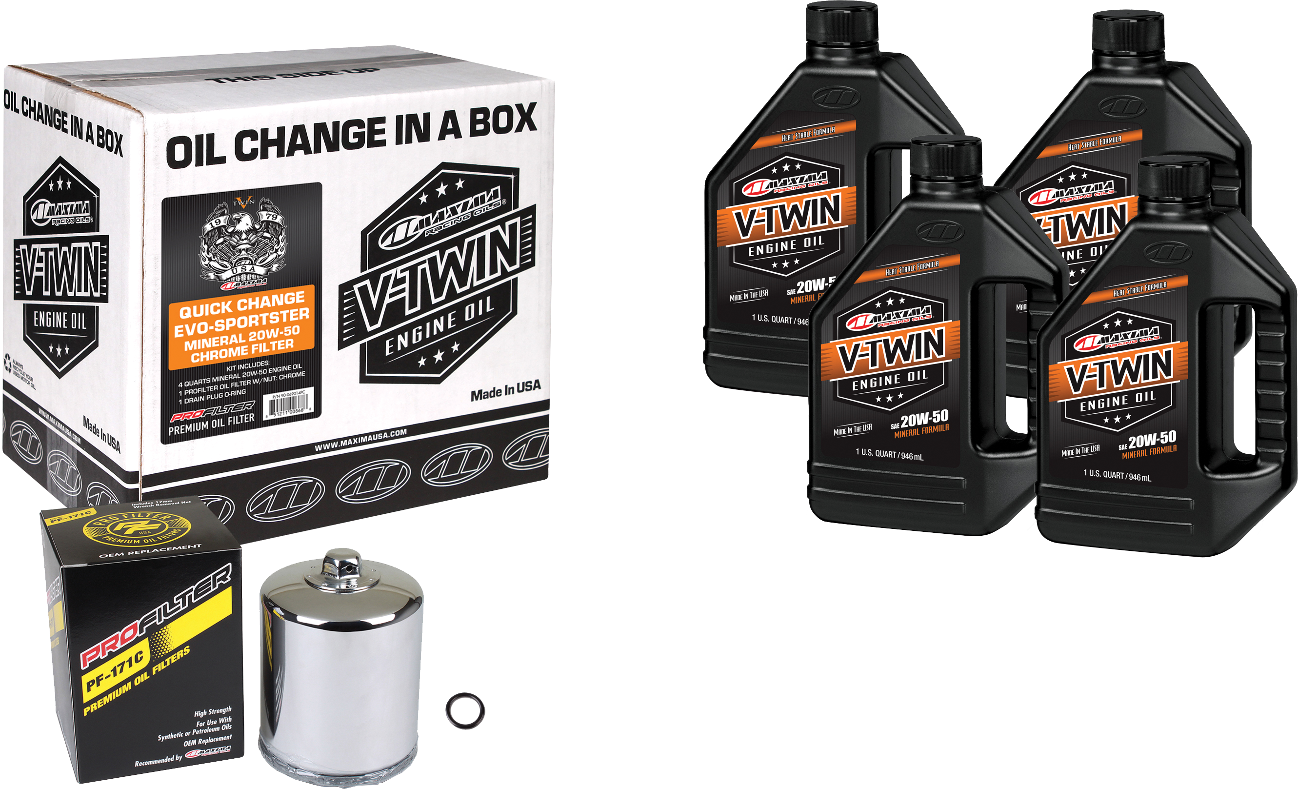 Maxima V-twin Quick Change Kit Evo Mineral Chrome Filter - Harddrive Products