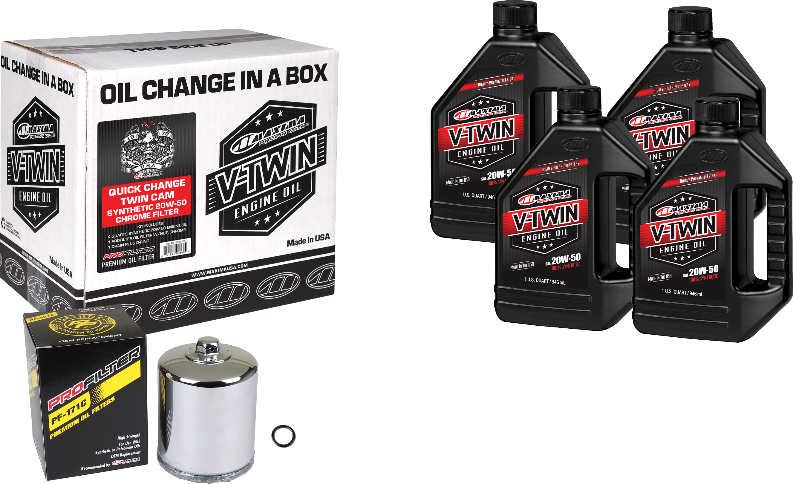 Maxima V-twin Quick Change Kit Syn Tc Chrome Filter - Harddrive Products