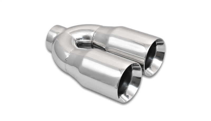 Vibrant 2.5in ID Dual 3.5in OD Round SS Tips (Double Wall Straight Cut) - Exhaust Mufflers &