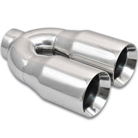 Vibrant 2.5in ID Dual 3.5in OD Round SS Tips (Double Wall Straight Cut) - Exhaust Mufflers &